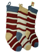 Christmas Traditions Retro Knit Christmas Stockings Set of 3 Red White G... - $18.69