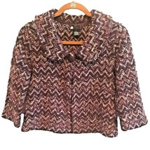 Small Carole Little Vintage Cropped Jacket Coat Part Wool Purple Zig Zag... - $34.58