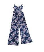 NEW 2pc Navy Floral Print Crop Top &amp; Wide Leg Pants Set Size M/L - €20,59 EUR