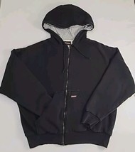 Vtg Dickies Men Sz XL Black Thermal Lined Full Zip Grunge Skater Workwear Hoodie - £27.60 GBP