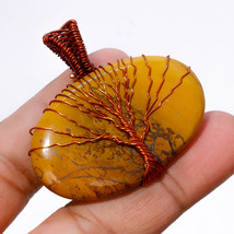 Picture Jasper Gemstone Copper Wire Wrapped Pendant Handcrafted 1.70&quot; SA 1638 - £3.97 GBP