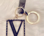 Victoria’s Secret Monogram Black Gold KEYCHAIN RING V Logo Bag charm Stu... - $13.70