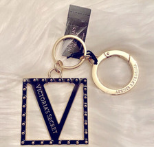 Victoria’s Secret Monogram Black Gold KEYCHAIN RING V Logo Bag charm Stu... - $13.70