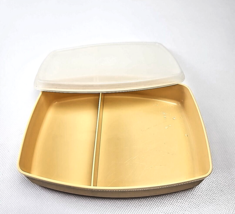 Vintage Tupperware Divided Lunch Snack Container 813 Almond w/ Sheer Lid... - €5,93 EUR