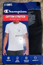 Champion ~ Men&#39;s 2-Pack T-Shirts Crew Neck Black Cotton Blend ~ XL - $19.79