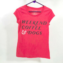 Pink Weekend Coffee &amp; Dogs Lady&#39;s Juniors Size L (11-13) - £11.66 GBP