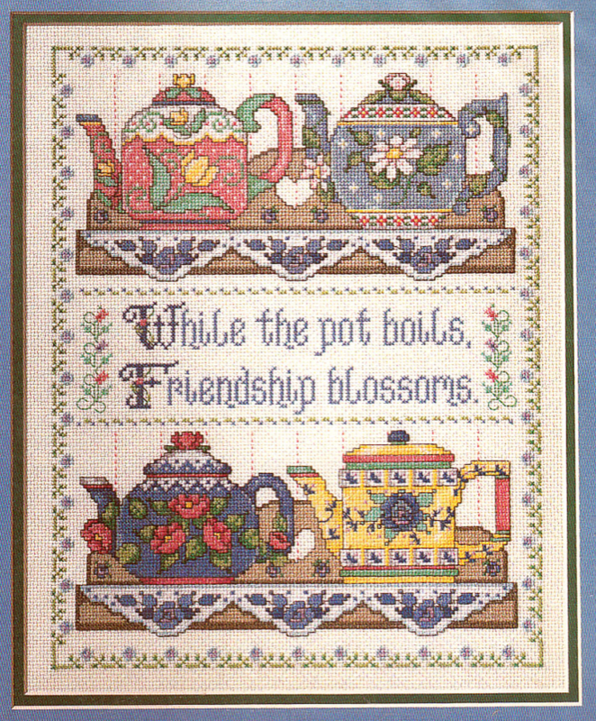 Primary image for COLLECTABLE TEAPOTS COUNTED CROSS STITCH KIT  FRIENDSHIP OOP BUCILLA  #40887 