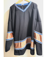 MENS 3XL? VERY BIG Athletic Knit Black Gold and Blue BLANK Hockey Jersey - $47.05 CAD
