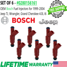 Genuine Bosch Set of 6 Fuel Injectors for 1999-2004 Jeep TJ 4.0L I6 #028... - £90.20 GBP