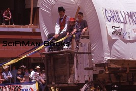 KODACHROME Red Border 35mm Slide Parade Old Covered Wagon Cute Boys Man ... - £3.09 GBP