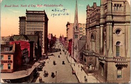Vintage Postcard View Of Broad Street North Of City Hall Philadelphia, PA - £4.64 GBP