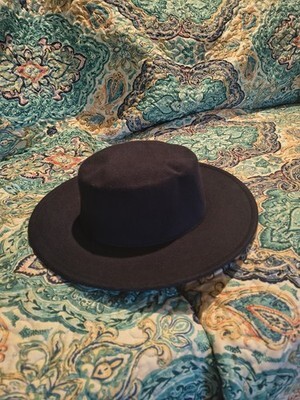 57 CM  Wide Brim Fedora Hat Dark Blue Felt Polyester  Item image 4