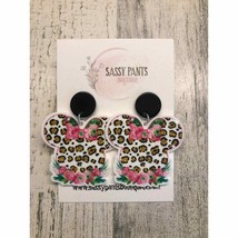 Disneyland Disney World Minnie Mouse Earrings Leopard NEW - £11.05 GBP