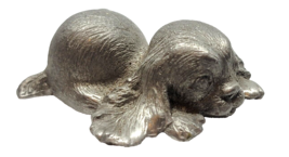 Vintage 1979 Spoontiques Pewter SPLAYED PUPPY Figurine So Cute! - £10.38 GBP