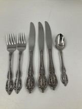 Oneida Pembrooke Renoir Set of 6 Spoons Forks Knives SSS Stainless Flatware Lot - £27.68 GBP