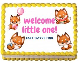 Fox Baby Girl Pink Baby Shower Edible Cake Topper Edible Image Cake Toppers Fros - $16.47
