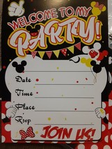 Welcome to My Party Minnie And Mickey Mouse Birthday Invitations Cards Set of 24 - £3.11 GBP