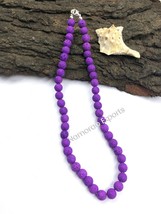 Dyed Dark Purple Lava 8x8 mm Beads Stretch Necklace Adjustable AN-102 - £8.58 GBP