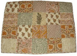 Company Store 1 Patchwork Quilted Standard Pillow Sham Tan Brown Olive Euc - £7.84 GBP