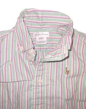 Ralph Lauren Baby Boys Striped Button Down Shirt Green Pink 12M Polo image 4