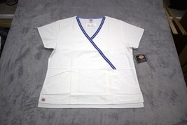 Dickies Shirt Womens L White Soft Scrub Mock Wrap Medical Uniform Blouse - $18.79