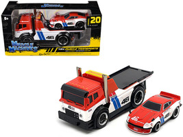 JDM Flatbed Truck #46 Red and White with Blue Stripes and 1972 Datsun 24... - £22.27 GBP