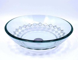 16.5&quot; Beautiful Handmade Artistic Clear Glass Carved Pattern Vessel Bowl Sink  - £79.73 GBP