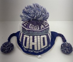 Robin Ruth Ohio Buckeyes Pom Pom Fleece Warm Beanie Knitted Winter Hat Purple - £7.78 GBP