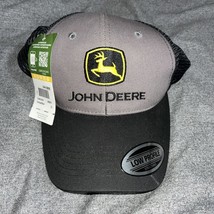 JOHN DEERE, Construction Snapback Hat Cap, Charcoal, Black Mesh, NEW WIT... - $21.56