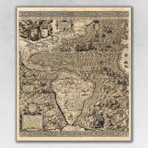 Vintage 1598 Map Of The Americas Unframed Print Wall Art - $939.11 MXN