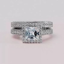 14K White Gold Over Bridal Engagement Ring Set 4.46 Ctw D/FL Princess Mo... - $3,501.93 MXN