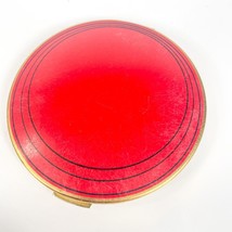 Vintage Stratton England Round Red &amp; Gold Mirror Compact - $29.69