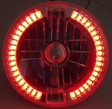 7&quot; Inch Round Motorcycle Crystal Clear Red LED Halo Headlight Bulb Fits ... - $29.95