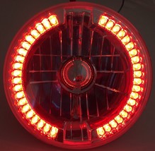 7&quot; Inch Round Motorcycle Crystal Clear Red LED Halo Headlight Bulb Fits Harley - £23.45 GBP