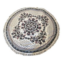 Maurice’s Round Floral Paisley beach Towel Large Fringe edge Black White 58” NEW - £29.72 GBP