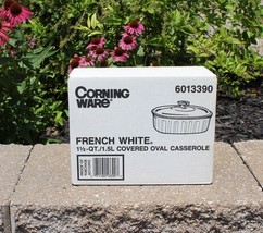 NIB CORNING French White F-12-B Covered Oval Casserole Baking Dish &amp; Lid 1.5 Qt - £35.85 GBP