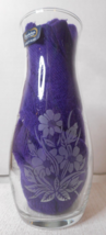 Pasabahce Quality Glass Vase Softly Etched Flowers Made in Turkey W Sticker 7&quot; H - £9.89 GBP