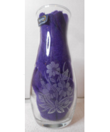 Pasabahce Quality Glass Vase Softly Etched Flowers Made in Turkey W Stic... - £9.88 GBP