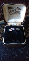 Vintage 1960-s Sterling Silver Multicolor Band Ring Size Uk P , US 7.5, 2.45g - £45.96 GBP