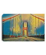 Canvas Print &quot;Digital Art Golden Gate Bridge&quot; (Yellow theme) - $39.59