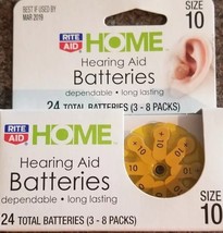 RITE AID BRAND, SIZE 10, HEARING AID BATTERIES, 24 BATTERIES, RD13H24 - £11.73 GBP