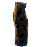 Vtg Makonde Wood Carved Figure Mashing Grain Carrying Baskets Tall Heavy... - £14.80 GBP