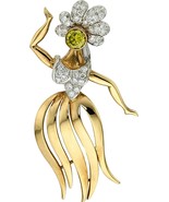 18k Two-Tone Gold Vintage Hula Dancer Brooch w/ Irradiated Diamond - $115,704.23 MXN