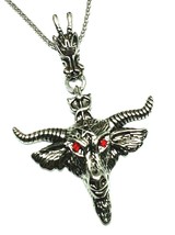Baphomet Necklace Devil Satan Goat Head Pentacle Pendant Gothic Chain UK Seller - £10.43 GBP