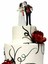 Day Of The Dead Wedding Skeleton Bride &amp; Groom Cake Topper Figurine Love... - $491.15 MXN