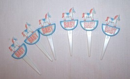 Vintage 1984 WILTON Baby Rocking Horse Cupcake Picks 3809 6 Pc Bakery St... - £6.36 GBP