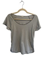 LAKE Womens Short Sleeve Pajama Shirt Top White &amp; Dusty Blue Striped Pim... - $23.99