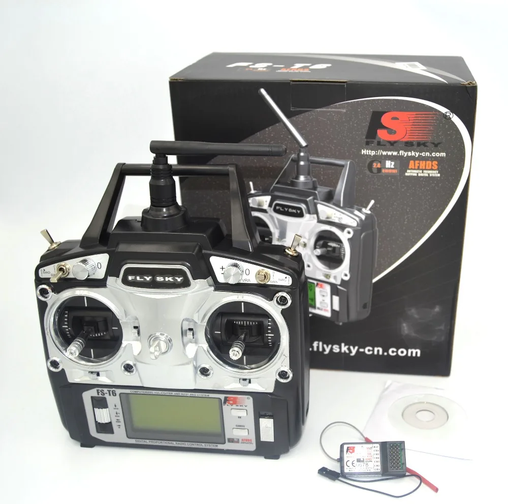 drone FlySky FS-T6 2.4G 6CH TX RX FS-R6B RC Radio Control Transmitter Receiver - £70.41 GBP+