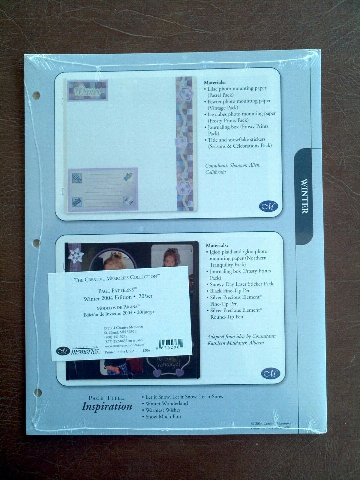 Creative Memories Winter Page Patterns 2004 Page Title Scrap Book Paper New - $4.95