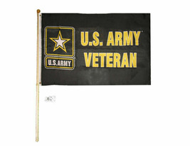 5&#39; Wood Flag Pole Kit Wall Mount Bracket With 3x5 U.S. Army Veteran Flag - $41.99